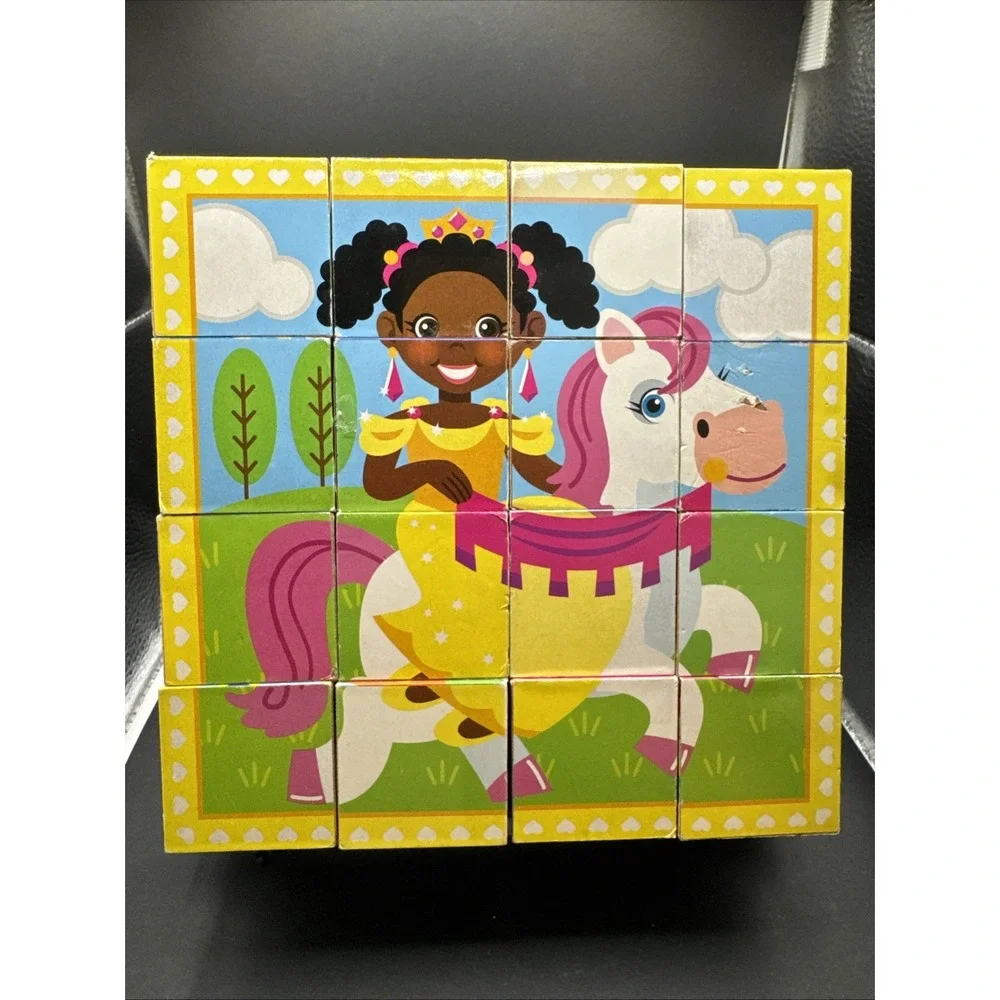 Melissa &‎ Doug Princess/Faries Cube Puzzle 16 Pieces Wood Blocks, 6 Puzzles